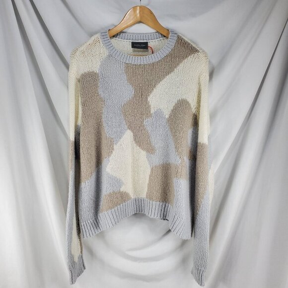 Wooden Ships Sweaters - Wooden Ships Women's Brown Camo Wool Blend Pullover Sweater Size L (C-8)